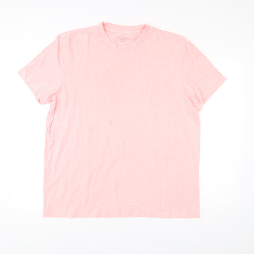 AllSaints Men’s Pink Oversized Fit Crew Neck Cotton T-Shirt Medium