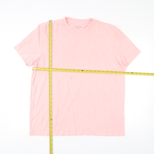 AllSaints Men’s Pink Oversized Fit Crew Neck Cotton T-Shirt Medium