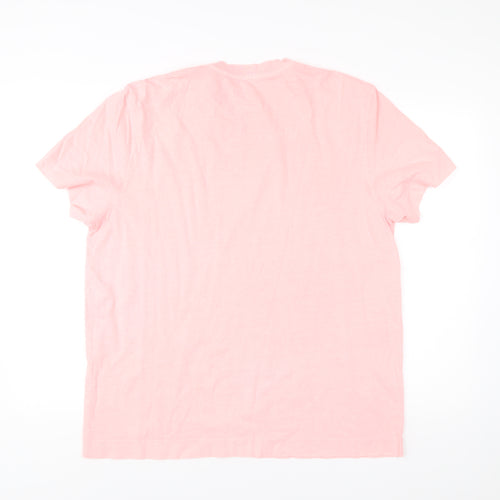 AllSaints Men’s Pink Oversized Fit Crew Neck Cotton T-Shirt Medium