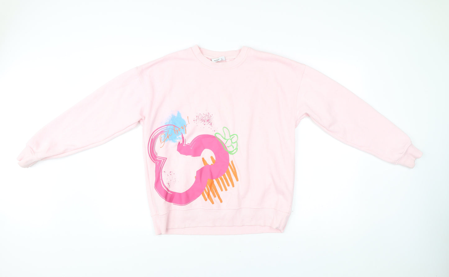 Disney Womens Pink Sweatshirt S Pullover Mickey Mouse Logo Graphic