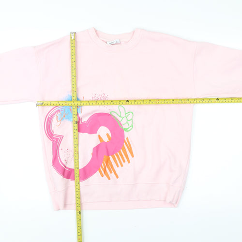Disney Womens Pink Sweatshirt S Pullover Mickey Mouse Logo Graphic