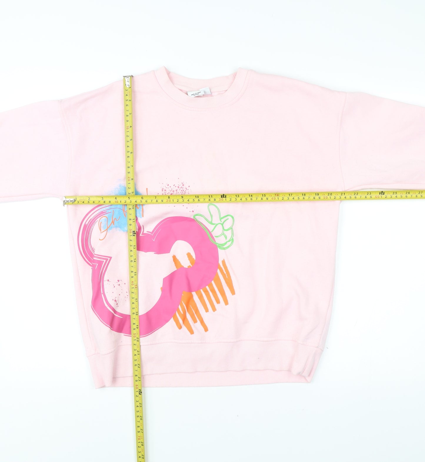 Disney Womens Pink Sweatshirt S Pullover Mickey Mouse Logo Graphic