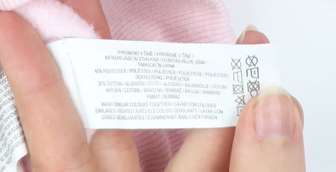 Disney Womens Pink Sweatshirt S Pullover Mickey Mouse Logo Graphic