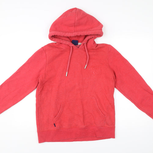 Superdry Womens Red Pullover Hoodie Size 12 Cotton Blend