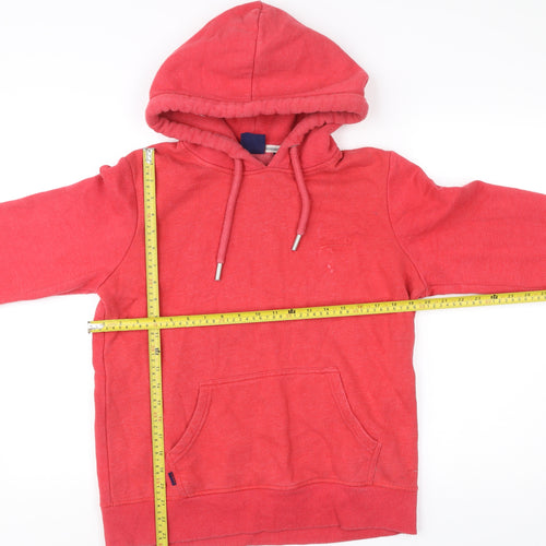 Superdry Womens Red Pullover Hoodie Size 12 Cotton Blend