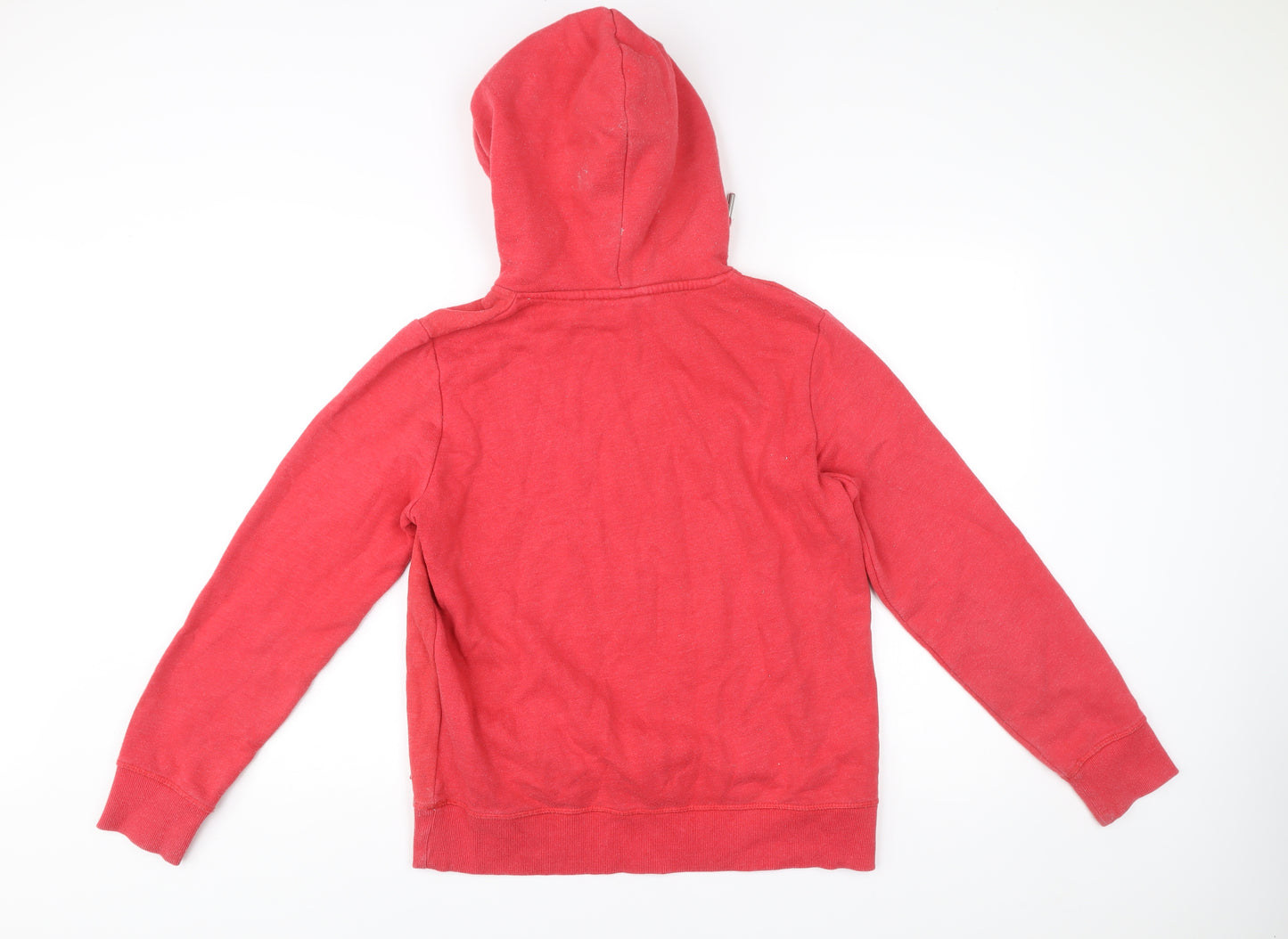 Superdry Womens Red Pullover Hoodie Size 12 Cotton Blend