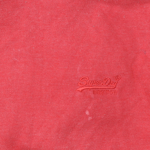 Superdry Womens Red Pullover Hoodie Size 12 Cotton Blend