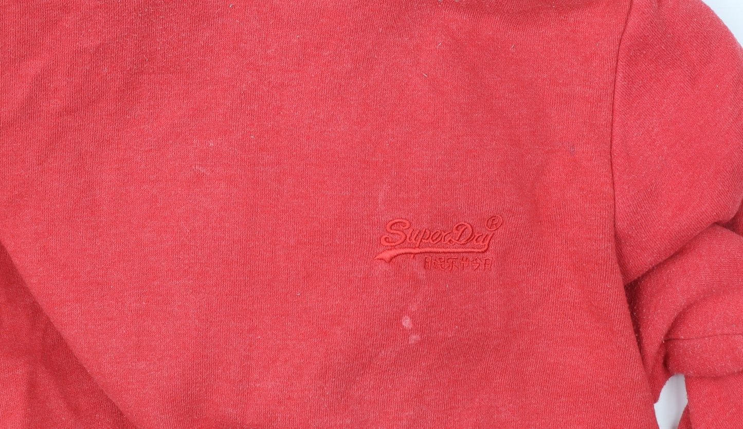 Superdry Womens Red Pullover Hoodie Size 12 Cotton Blend