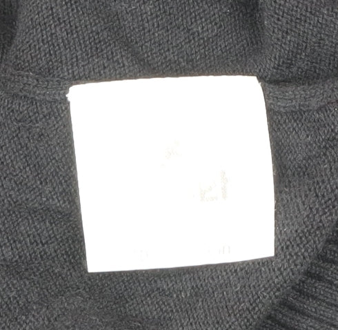 Soviet Black Mens XL V-Neck Cotton Jumper Pullover Black Knitwear