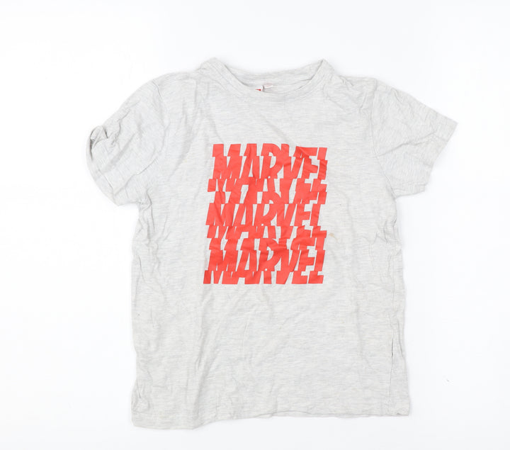 Marvel Boys Grey Graphic T-Shirt 7-8 Years Short Sleeve Casual Superhero