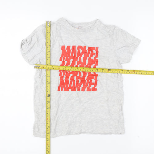 Marvel Boys Grey Graphic T-Shirt 7-8 Years Short Sleeve Casual Superhero