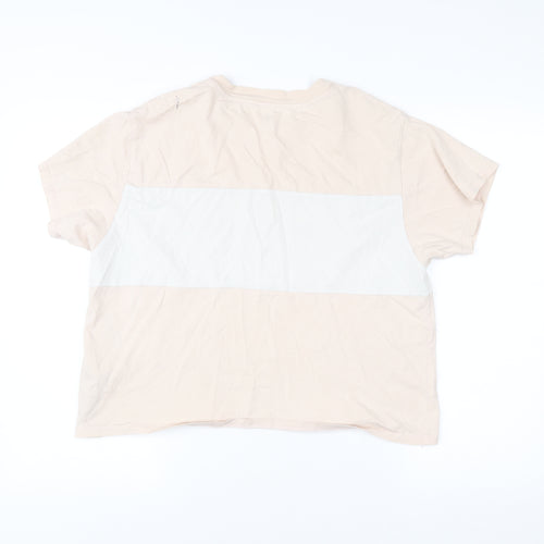 Levi's Womens Beige Colourblock Logo T-Shirt Medium Cotton
