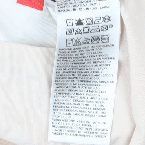 Levi's Womens Beige Colourblock Logo T-Shirt Medium Cotton