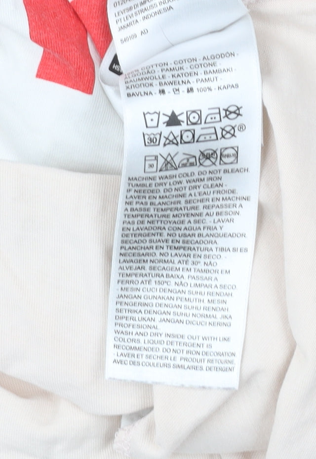 Levi's Womens Beige Colourblock Logo T-Shirt Medium Cotton