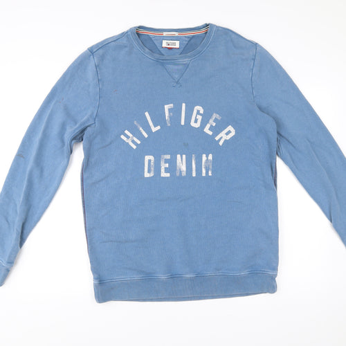 Hilfiger Denim Men’s Blue M Sweatshirt Pullover Crew Neck Logo