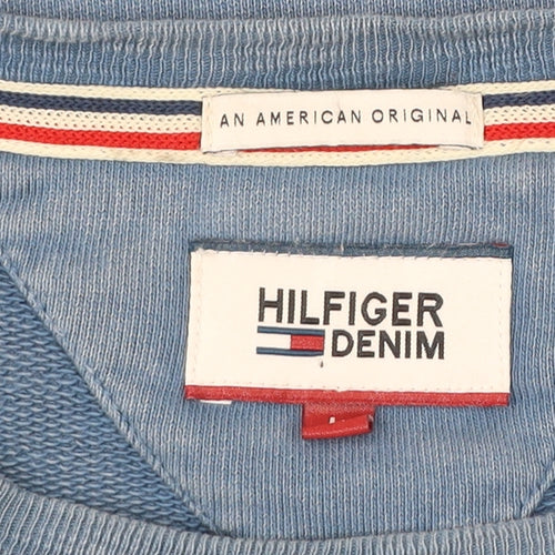 Hilfiger Denim Men’s Blue M Sweatshirt Pullover Crew Neck Logo
