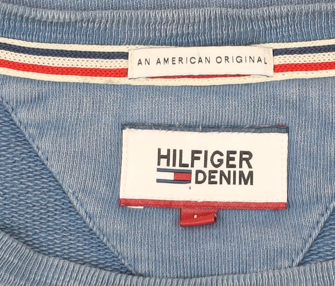 Hilfiger Denim Men’s Blue M Sweatshirt Pullover Crew Neck Logo