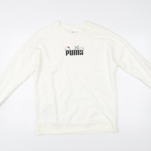 Puma Hello Kitty Womens White Sweatshirt Size S Cotton Blend