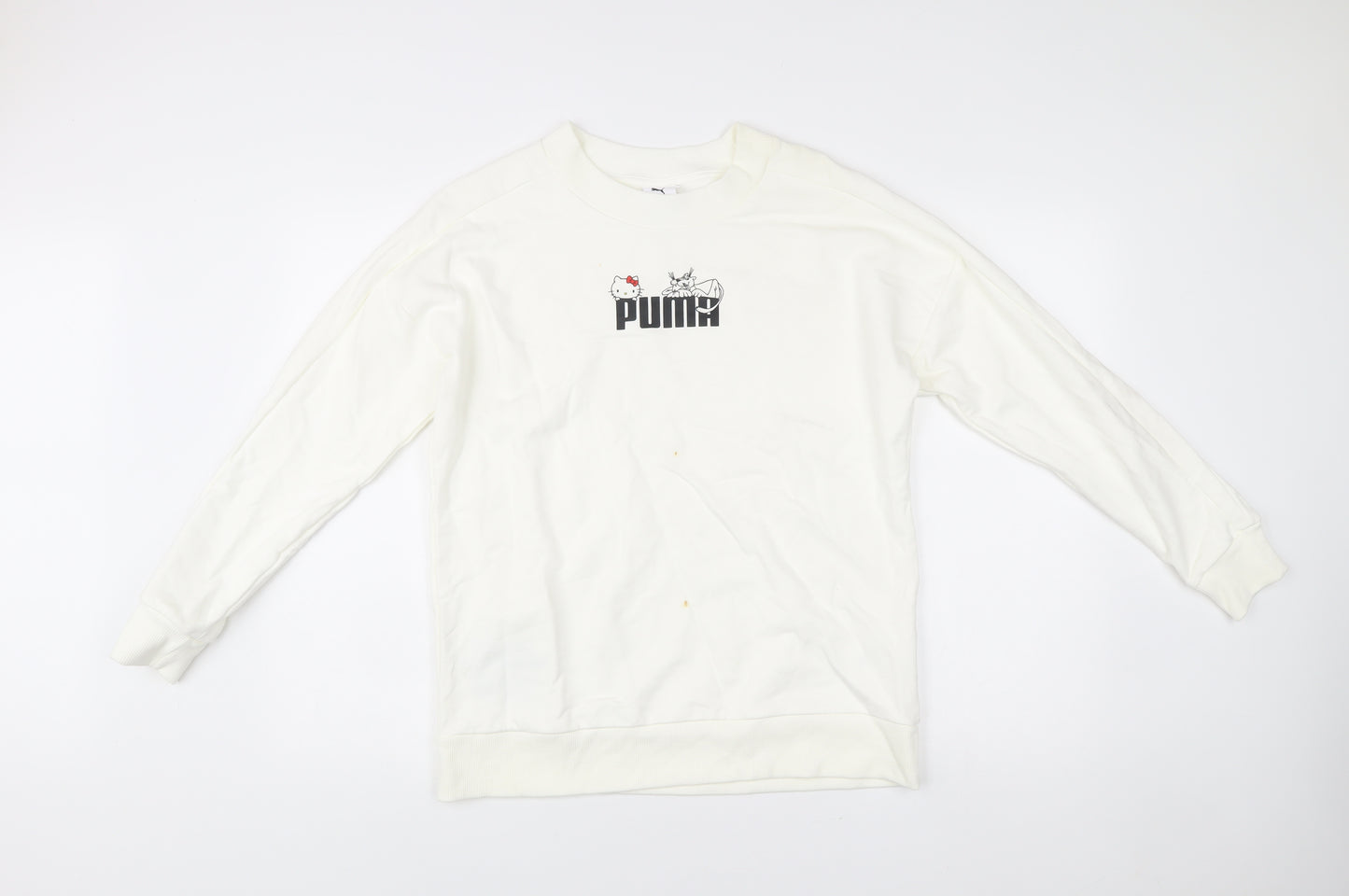 Puma Hello Kitty Womens White Sweatshirt Size S Cotton Blend