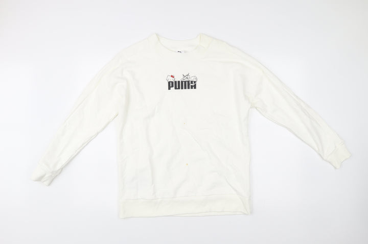Puma Hello Kitty Womens White Sweatshirt Size S Cotton Blend