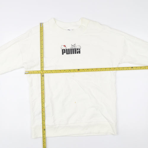 Puma Hello Kitty Womens White Sweatshirt Size S Cotton Blend