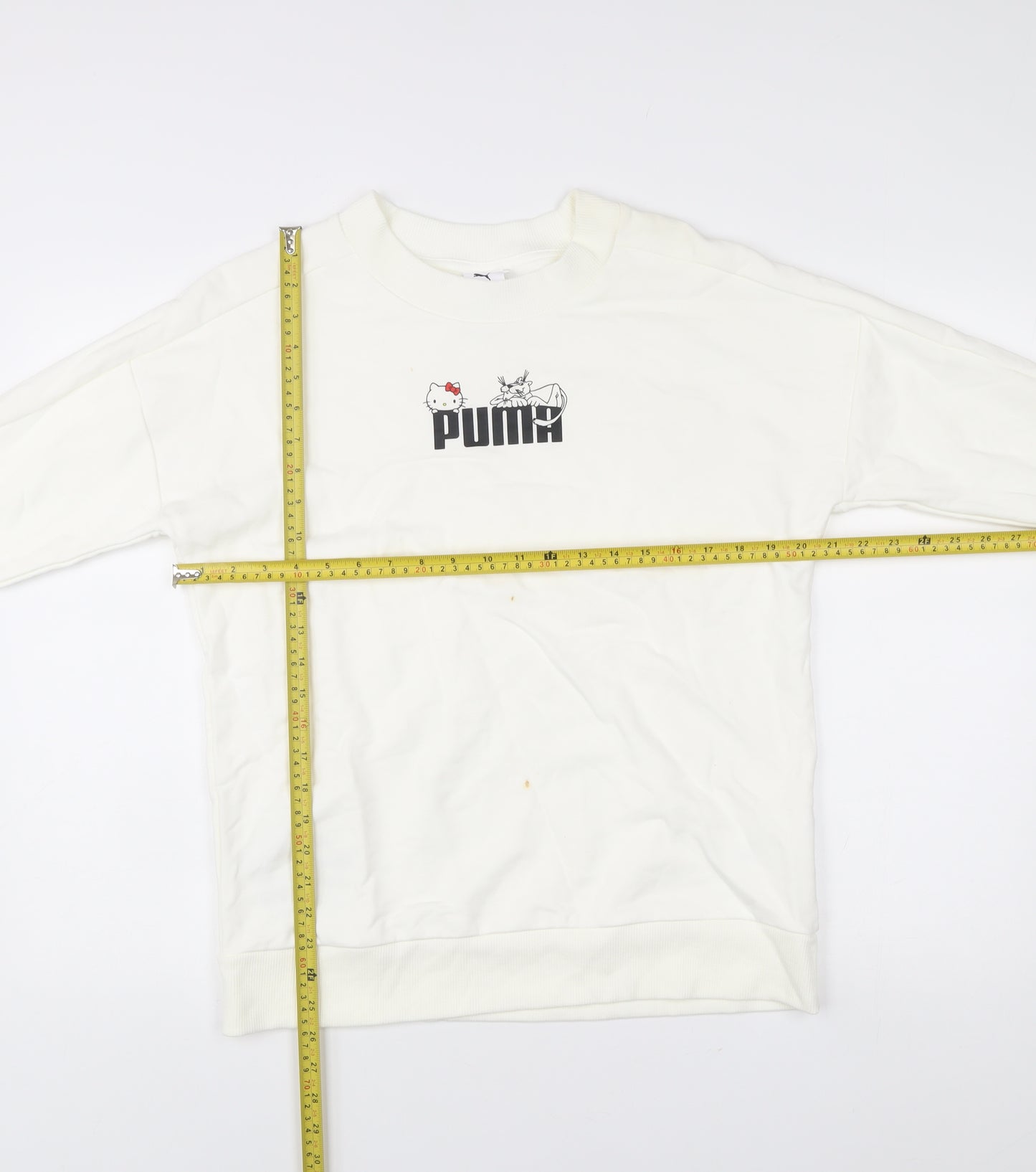 Puma Hello Kitty Womens White Sweatshirt Size S Cotton Blend