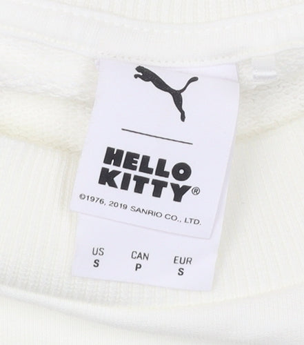 Puma Hello Kitty Womens White Sweatshirt Size S Cotton Blend
