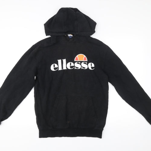 Ellesse Womens Black Hoodie UK 12 Pullover Logo Graphic Sweatshirt