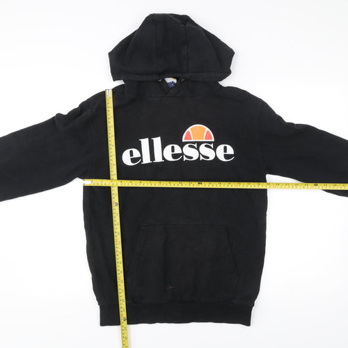 Ellesse Womens Black Hoodie UK 12 Pullover Logo Graphic Sweatshirt
