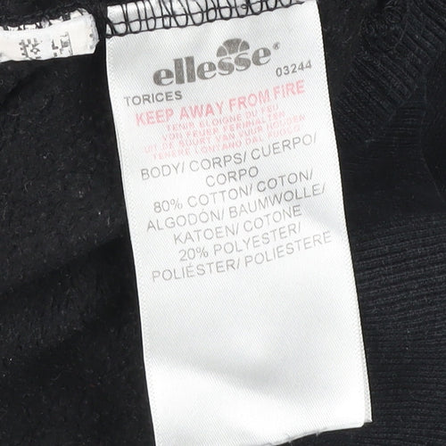 Ellesse Womens Black Hoodie UK 12 Pullover Logo Graphic Sweatshirt