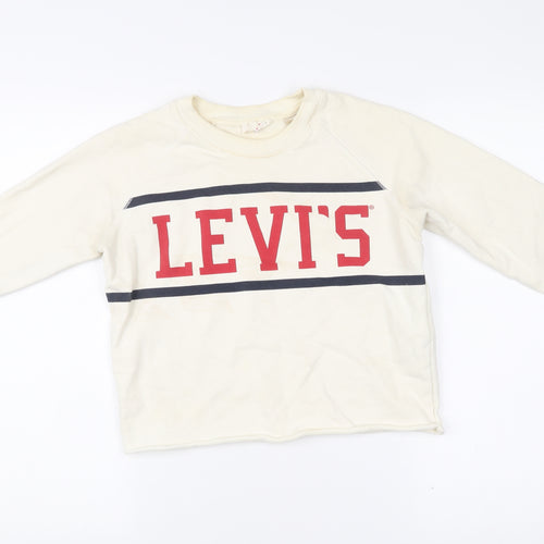 Levi's Womens Ivory XS Logo Pullover Sweatshirt Cotton