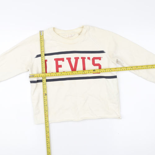 Levi's Womens Ivory XS Logo Pullover Sweatshirt Cotton