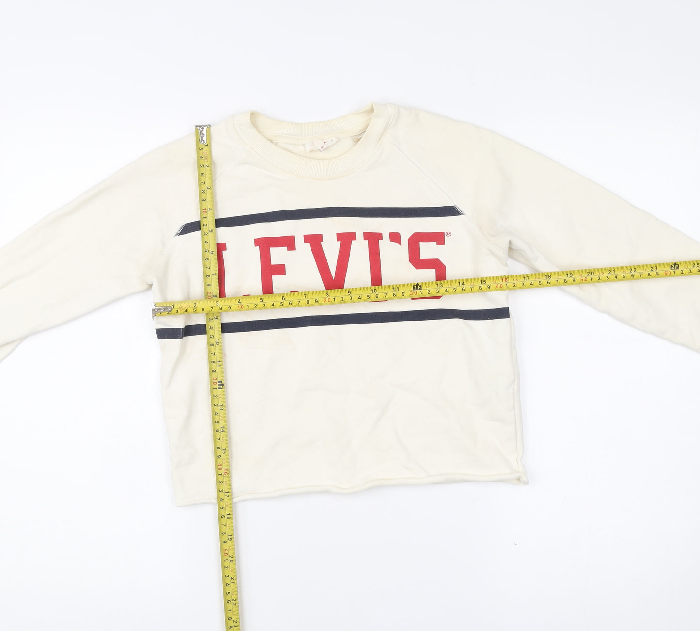 Levi's Womens Ivory XS Logo Pullover Sweatshirt Cotton