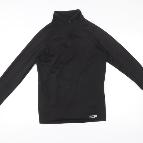 TCA Mens Black Small 1/4 Zip Sweatshirt Mock Neck Athletic Fit