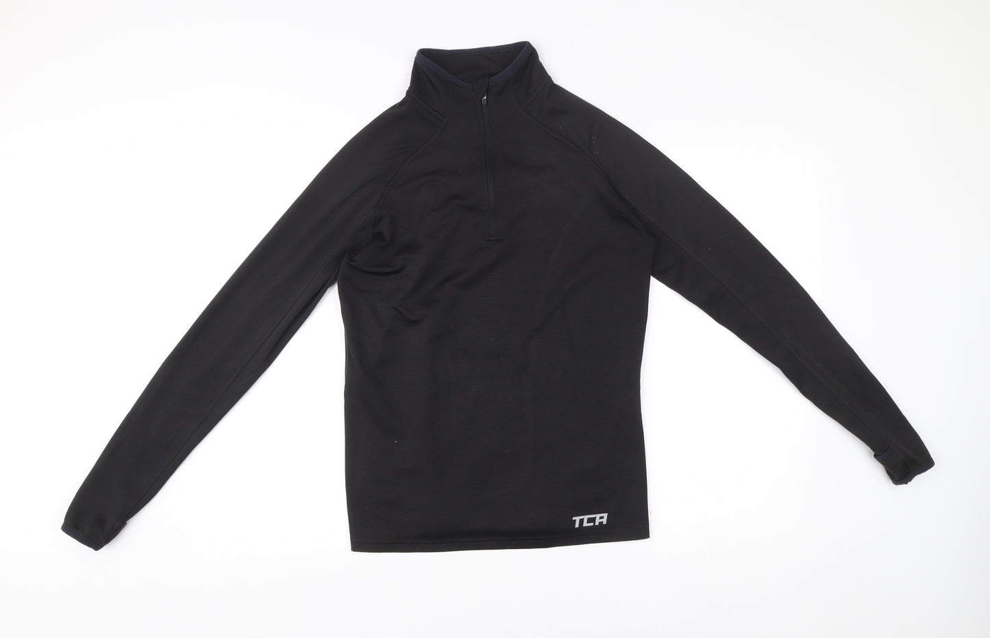 TCA Mens Black Small 1/4 Zip Sweatshirt Mock Neck Athletic Fit