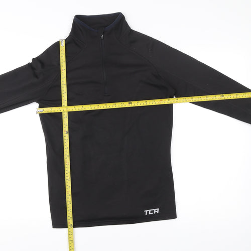 TCA Mens Black Small 1/4 Zip Sweatshirt Mock Neck Athletic Fit