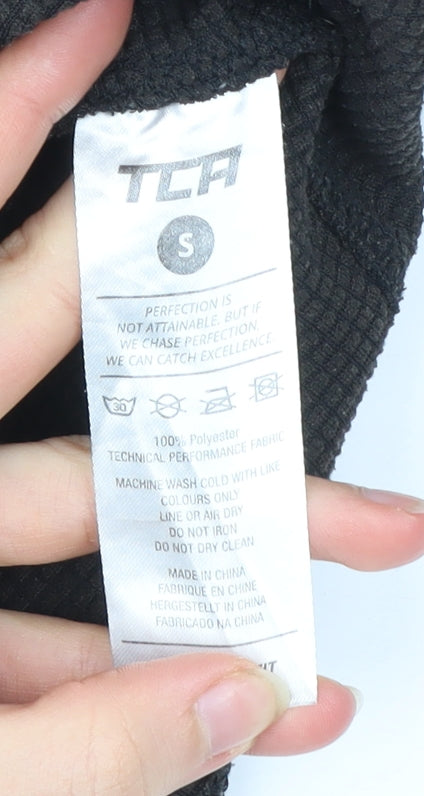 TCA Mens Black Small 1/4 Zip Sweatshirt Mock Neck Athletic Fit