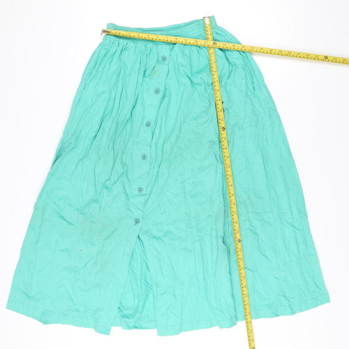 Monsoon Womens Green Cotton A-Line Skirt Size 8/10 Casual