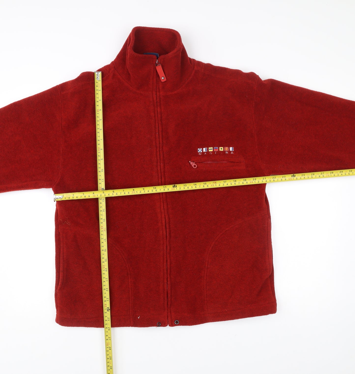 Villa Figueira Men’s Red Fleece Full Zip Jacket Size S Nautical Embroidered
