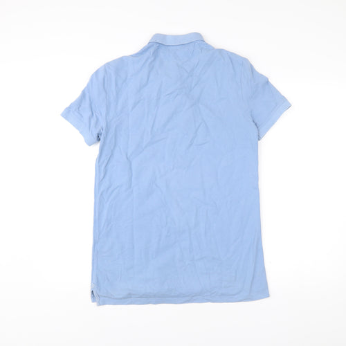AllSaints Men's Blue Slim Fit Cotton Polo Shirt Size S