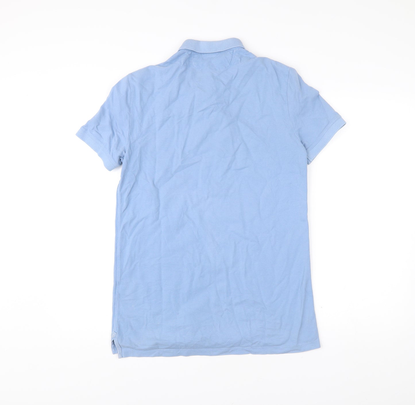 AllSaints Men's Blue Slim Fit Cotton Polo Shirt Size S