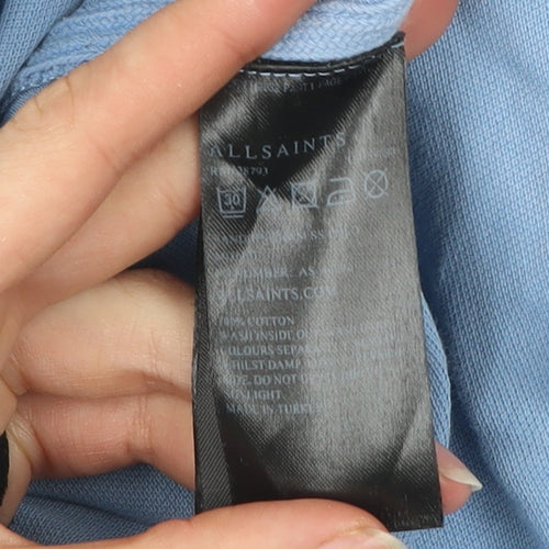 AllSaints Men's Blue Slim Fit Cotton Polo Shirt Size S