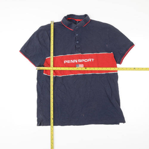 Penn x Primark Mens Navy Blue Red XL Polo Shirt Casual Sportswear