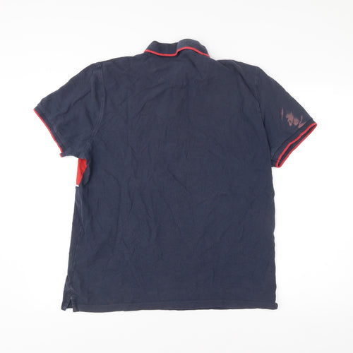 Penn x Primark Mens Navy Blue Red XL Polo Shirt Casual Sportswear