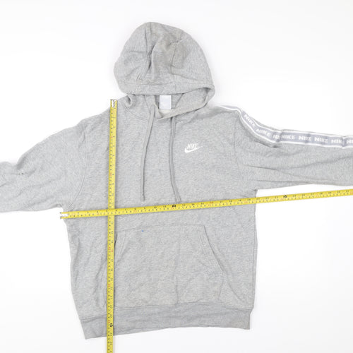 Nike Men’s Grey Pullover Hoodie Small Logo Tape Sportswear