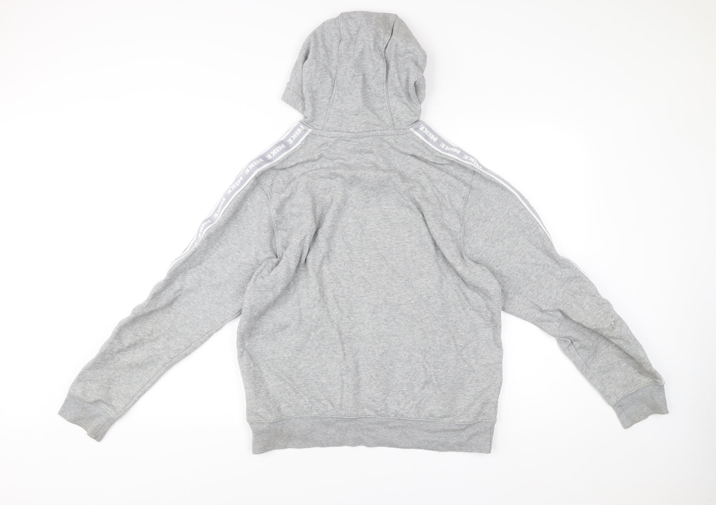 Nike Men’s Grey Pullover Hoodie Small Logo Tape Sportswear