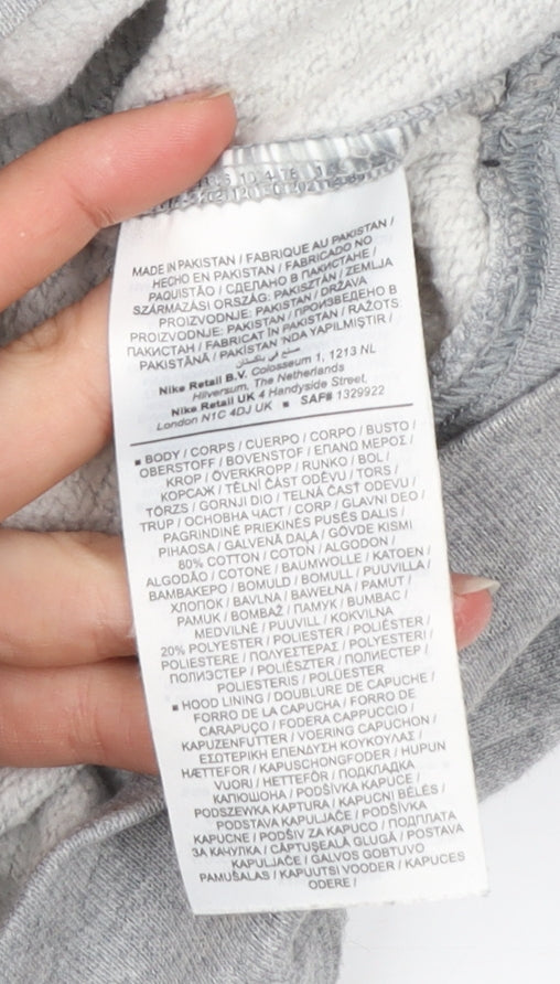 Nike Men’s Grey Pullover Hoodie Small Logo Tape Sportswear