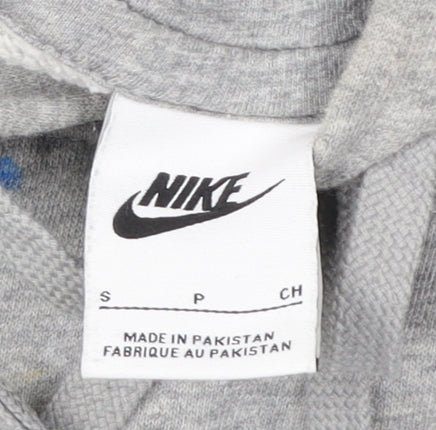 Nike Men’s Grey Pullover Hoodie Small Logo Tape Sportswear