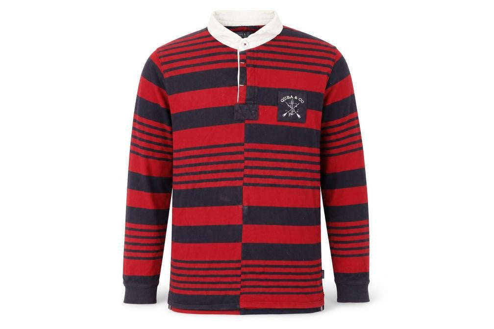Quba & Co. Men’s Red Blue Striped Rugby Shirt Long Sleeve L