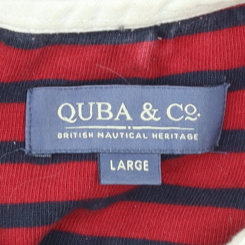 Quba & Co. Men’s Red Blue Striped Rugby Shirt Long Sleeve L
